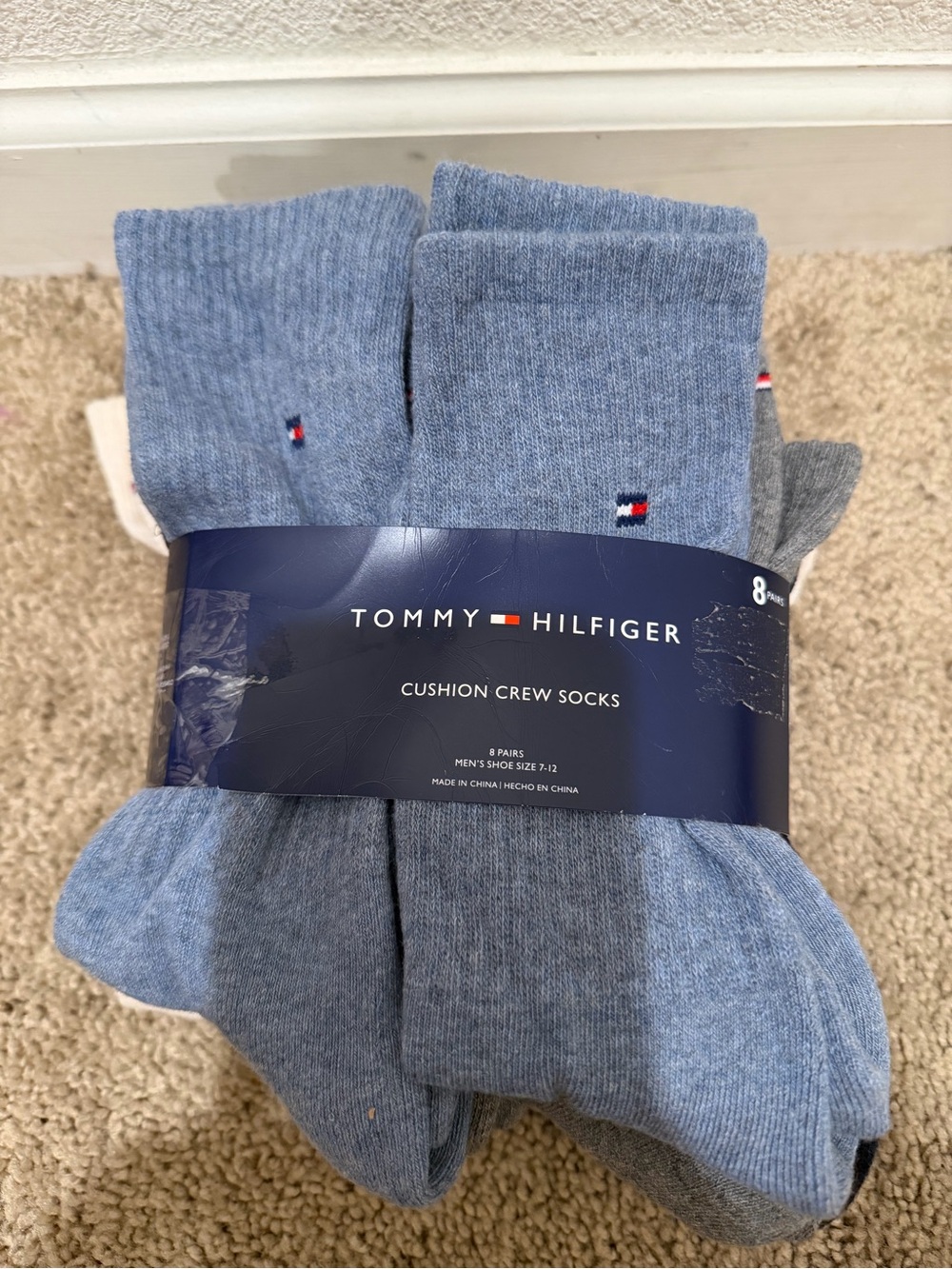 “New” Tommy Hilfiger Mens Cushion Crew Socks - 8 Pack